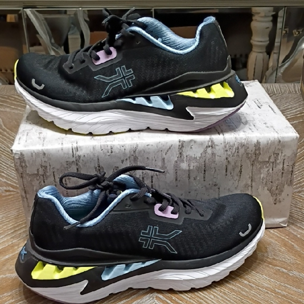 KURU Cloud+ Triple Max Ion Black & Yellow Running Plantar Fascitis Sneakers 8.5M